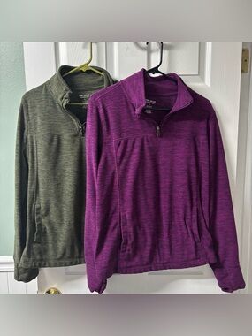 Tek Gear Bundle of 2 Purple and Olive Quarter-Zip Hoodies Women’s Size Large